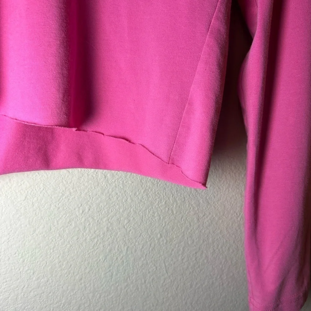 Nike Cropped Dri Fit Long Sleeve Large Pink Scissor Cut Athleisure Top Athletic